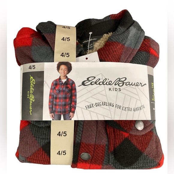 πHOST PICKππππNWT Eddie Bauer Faux Shearling Shirt Jacket Size 4/5 - Picture 3 of 4